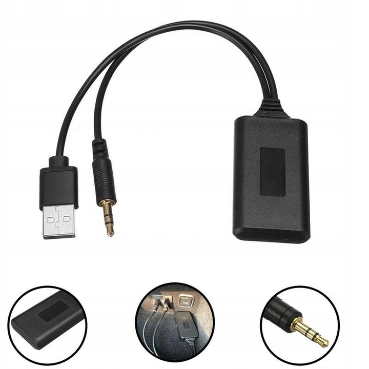ADAPTER KABEL MODUŁ BLUETOOTH DO RADIA AUX IN MINI JACK 3,5 USB UNIWERSALNY