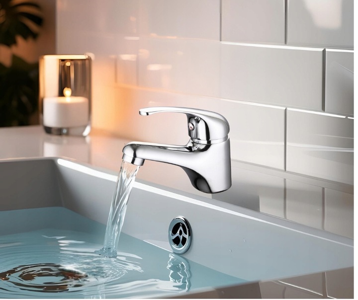 NISKA BATERIA UMYWALKOWA STOJĄCA CHROM/SREBRNY JEDNOUCHWYTOWA HIT