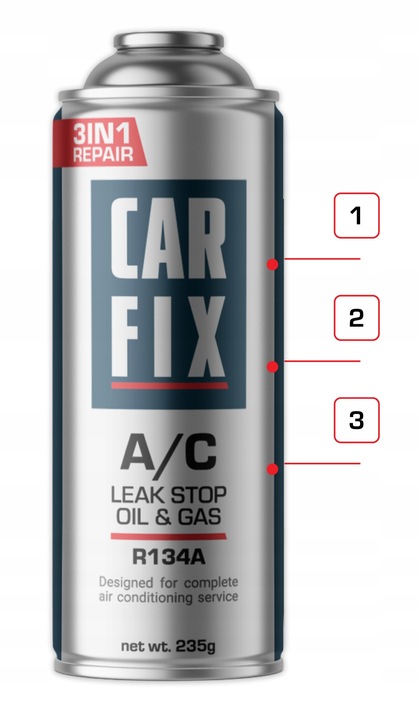 2x CZYNNIK CHŁODNICZY R134A CARFIX 3w1 GAZ DO KLIMATYZACJI r 134a + PRZEWÓD