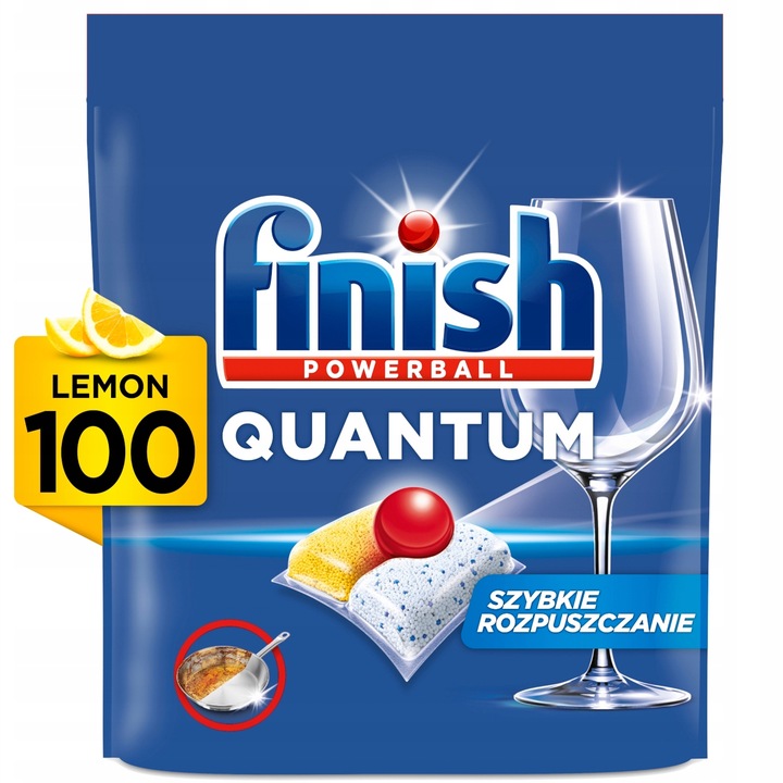 Finish Quantum All in 1 Kapsułki do Zmywarki Lemon Cytryna 100 sztuk