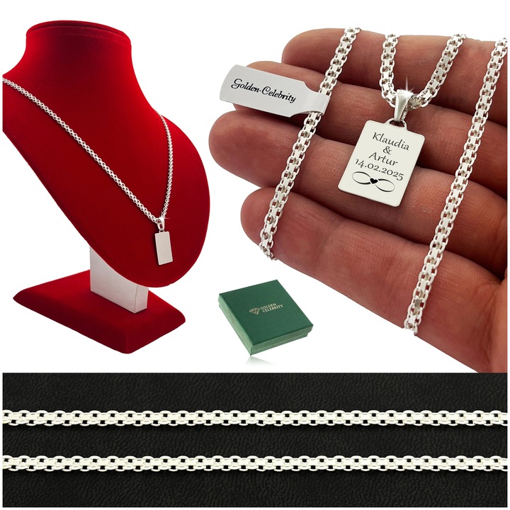 ŁAŃCUSZEK SREBRNY MĘSKI SREBRNY NASZYJNIK NIESMIERTELNIK SREBRNY Z GRAWEREM