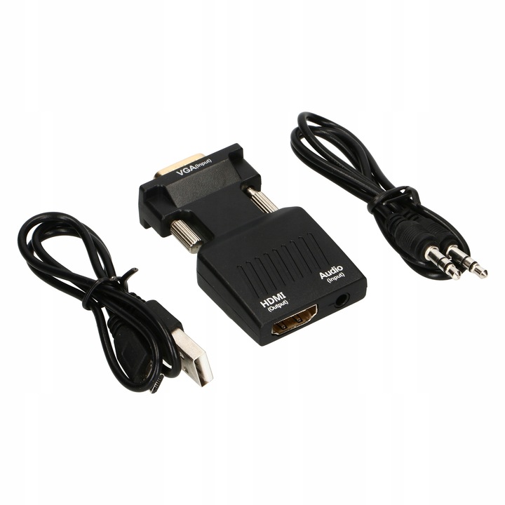 ADAPTER KONWERTER VGA D-SUB DO HDMI + DŹWIĘK AUDIO