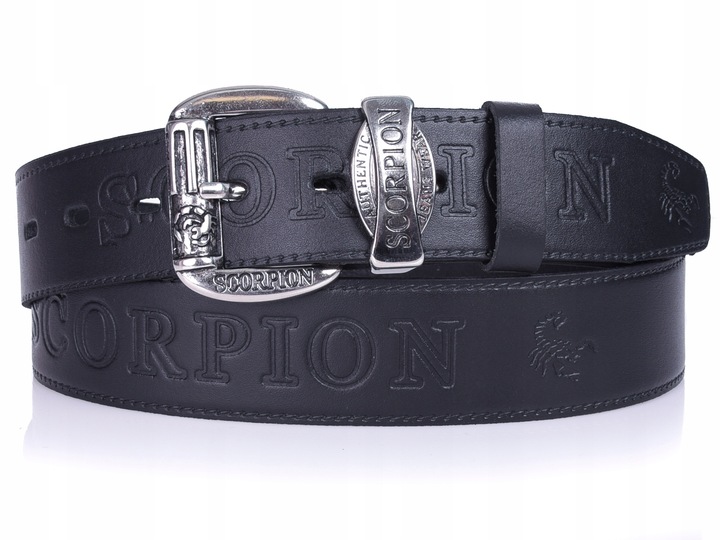 Pasek skórzany SCORPION czarny męski SKÓRA