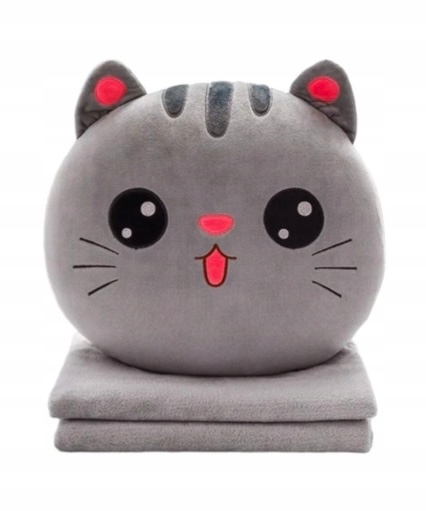 MASKOTKA PODUSZKA KOC OGRZEWACZ DO RĄK KOT PODUSZKA Z KOCEM 4w1