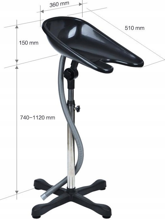 Przenośna myjka myjnia fryzjerska na statywie regulowana + wąż