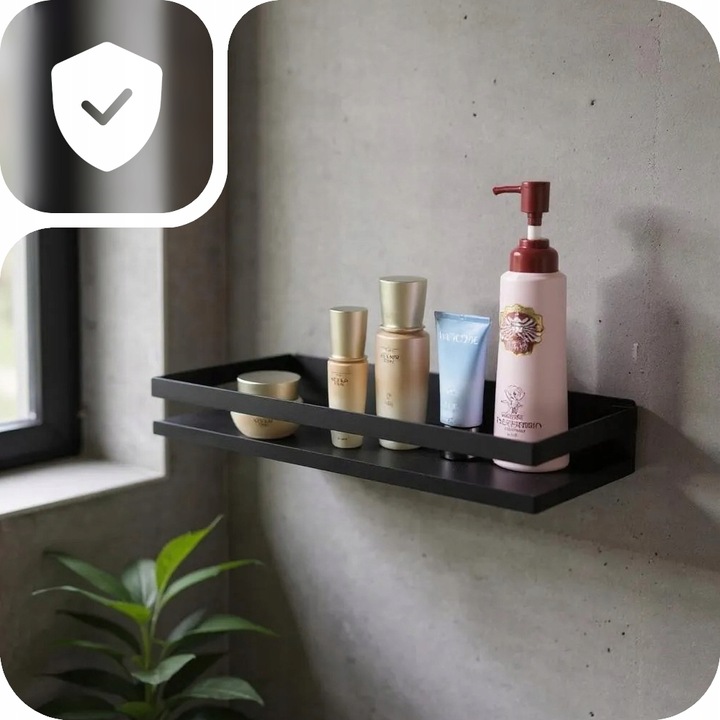 PÓŁKA ŁAZIENKOWA NA KOSMETYKI KUCHENNA CZARNA NA ŚCIANĘ XL 30cm LOFT