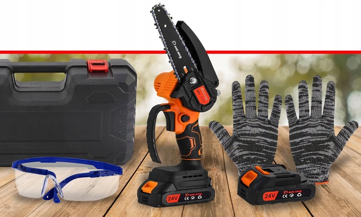 Piła Łańcuchowa Akumulatorowa 6" Do Gałęzi Drewna 2x Akumulator