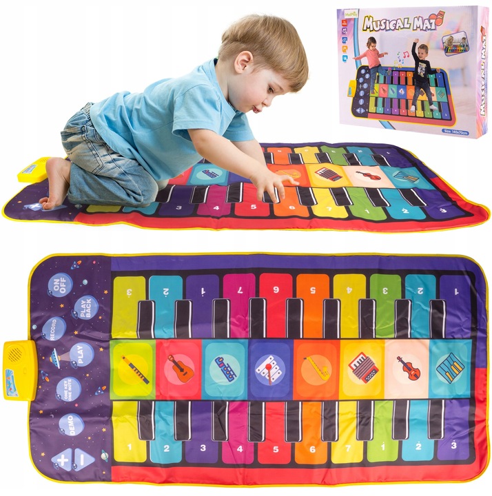 OGROMNA MATA MUZYCZNA DO TAŃCZENIA EDUKACYJNA INTERAKTYWNA GRA 140 X 70 CM