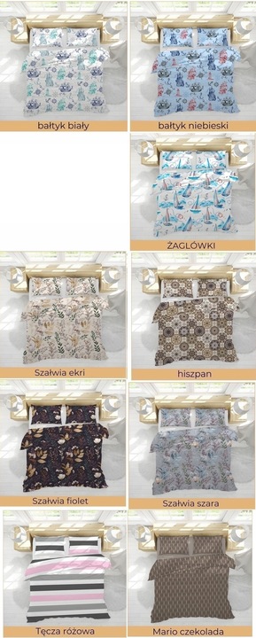 Komplet pościeli 140x200 gruba Polska bawełna 100% dużo wzorów -