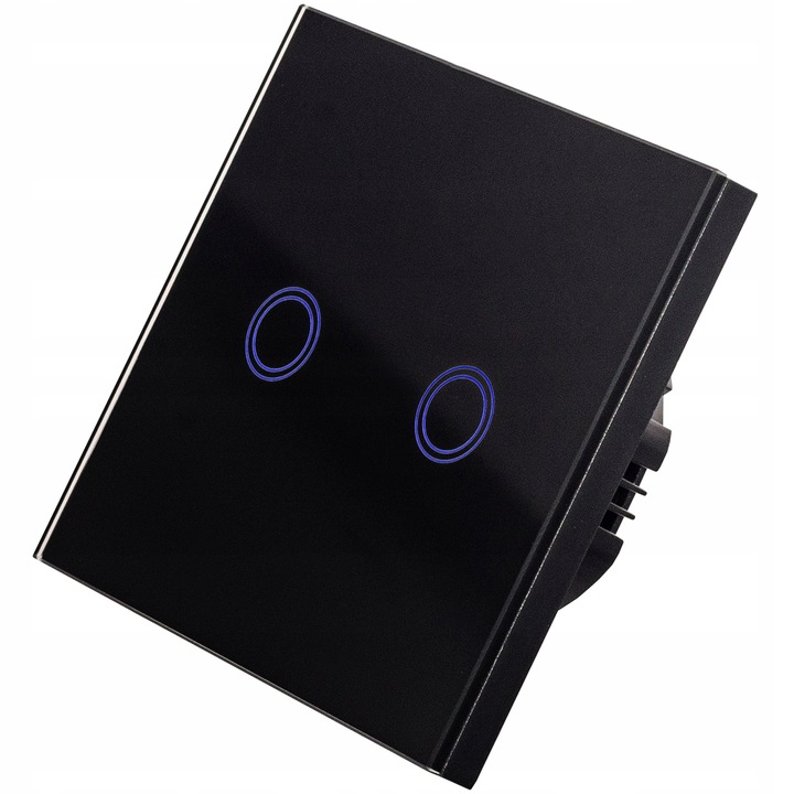 Dotykowy Szklany WŁĄCZNIK ŚWIATŁA LED fi60 Podwójny Czarny WiFi Tuya SMART