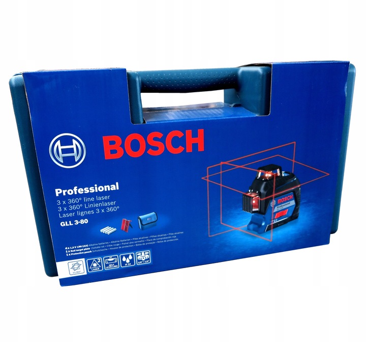 Laser liniowy 3 wiązki , 3x360 stopni BOSCH GLL 3-80 0601063S00