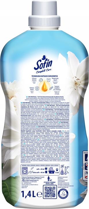 SOFIN Płyn do Płukania Tkanin Koncentrat z Olejkami MIX 1,4l x 4szt 280prań