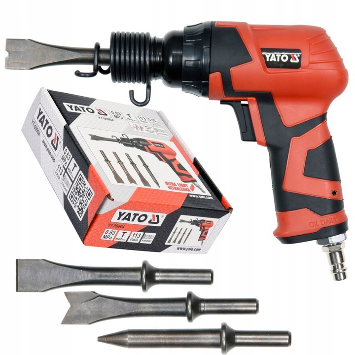 YATO MŁOTEK PNEUMATYCZNY ŚCINAK UDAROWY KOMPOZYT +4 GROTY DO RDZY