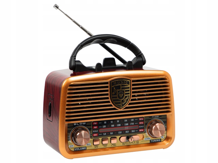 RADIO KUCHENNE PRZENOŚNE RETRO NA BATERIE SOLARNE BLUETOOTH ANTENA