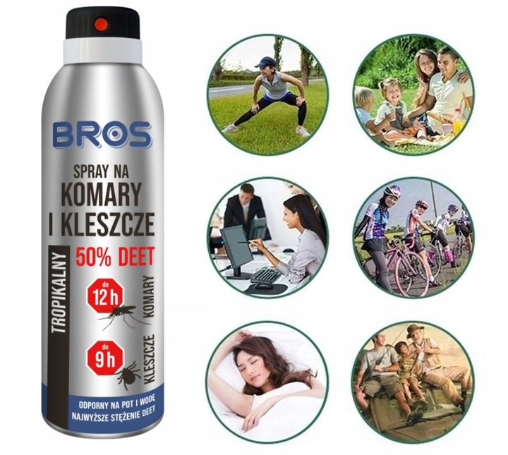 Spray Bros na komary i kleszcze 50% DEET 180 ml