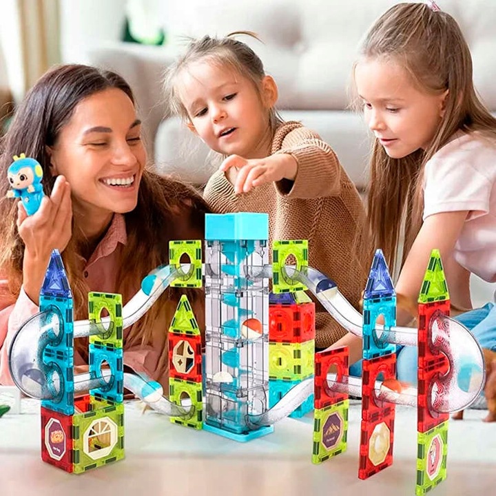 Klocki Magnetyczne Tor Kulkowy Świecący Magnetic Blocks 120 Elementów