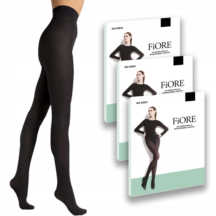 Miękkie Ciepłe Rajstopy Fiore Paula 40 Den Mikrofibra Wytrzymałe 3-PAK