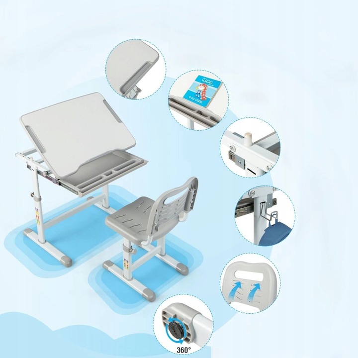 Zestaw biurko i krzesło dla dzieci z regulacją