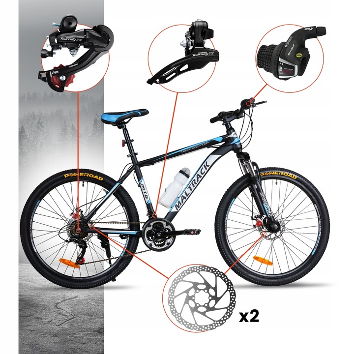 ROWER GÓRSKI MTB 26" SHIMANO 18 BIEGÓW HAMULCE TARCZOWE STALOWA RAMA 18,5"