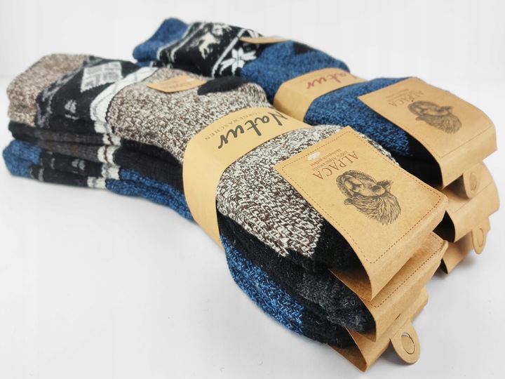 ALPAKA 3X GRUBE CIEPŁE BEZUCISKOWE skarpety 40-43 Wełniane Zimowe Termo