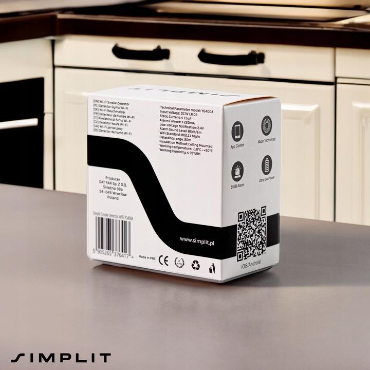 CZUJNIK DYMU DETEKTOR OGNIA WIFI ALARM BEZPRZEWODOWY CZUJKA TUYA