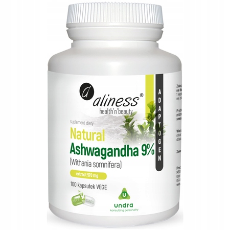 ASHWAGANDHA 570 mg Witania Ospała 100 caps ALINESS