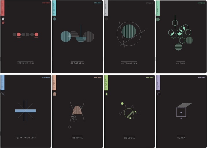 Komplet 8 sztuk ZESZYTY TEMATYCZNE A5 60 zeszyt przedmiotowy + ściąga