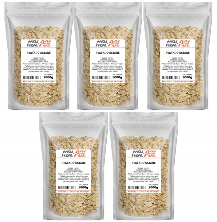 PŁATKI OWSIANE 5kg Naturalne śniadanie zdrowe dieta wysoka jakość Kol-Pol