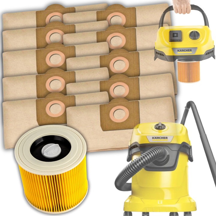 ZESTAW 10x WORKI DO ODKURZACZA KARCHER WD3 WOREK WD 3 WD2 SE 4001 +