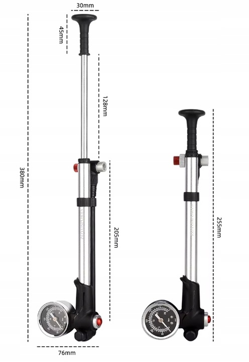 POMPKA RĘCZNA DO AMORTYZATORÓW 300PSI ALUMINIOWA + UCHWYT MANOMETR DAMPERÓW