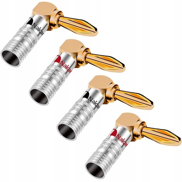 NAKAMICHI Wtyk głośnikowy bananowy kątowy HQ 4 szt