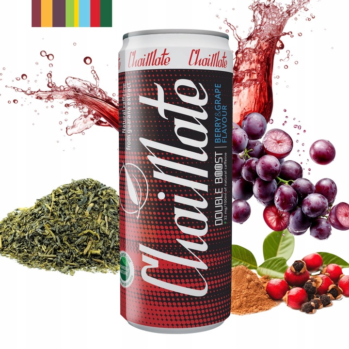 ChaiTea ChaiMate Berries Grapes 24 puszki 330ml napój yerba mate zgrzewka