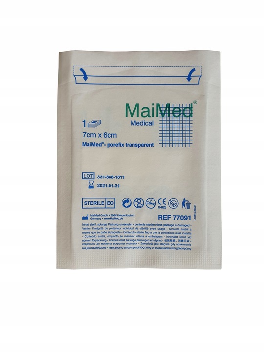 OPATRUNEK NA RANY JAŁOWY HYPOALERGICZNY Z WKŁADEM CHŁONNYM 7X6cm 50szt