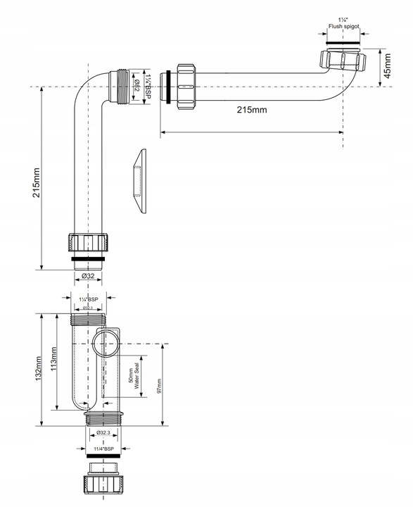 ODPŁYW PRZYŚCIENNY SYFON UMYWALKOWY OSZCZĘDZAJĄCY MIEJSCE SOLIDNY MCALPINE