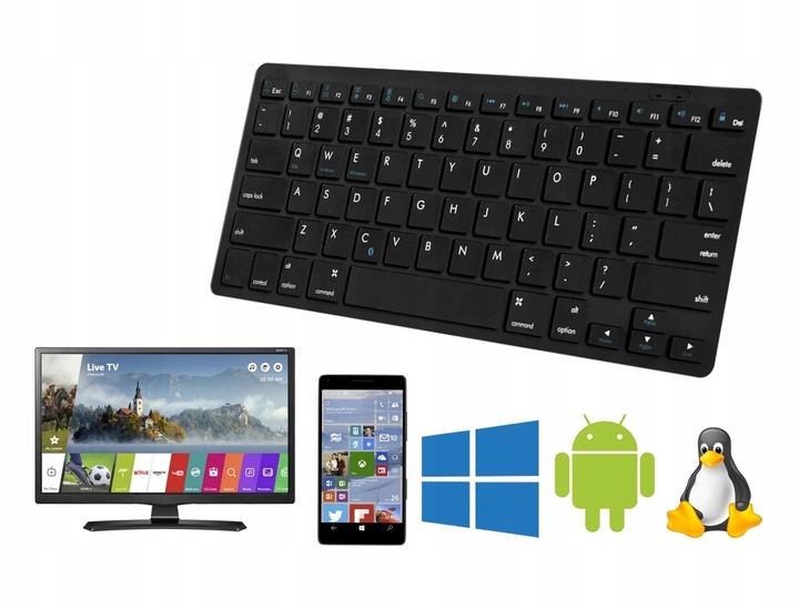 BEZPRZEWODOWA KLAWIATURA BLUETOOTH SMART TV PC iOS TELEFON TABLET LAPTOP