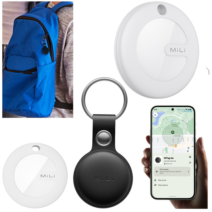 Lokalizator GPS MiTag MiLi ANDROID + Etui Brelok do plecaka kluczy dla