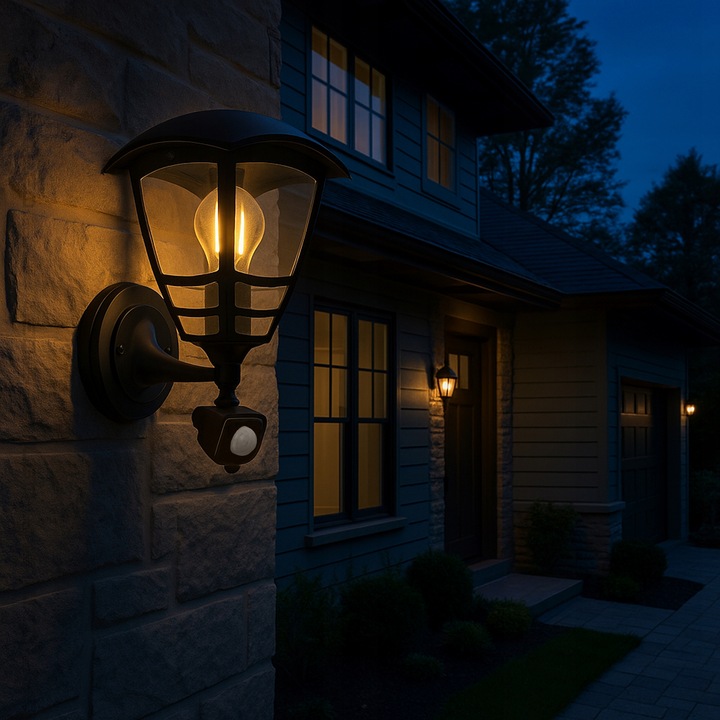 Lampa elewacyjna ogrodowa kinkiet zewnętrzny CZUJNIK RUCHU ZMIERZCHU