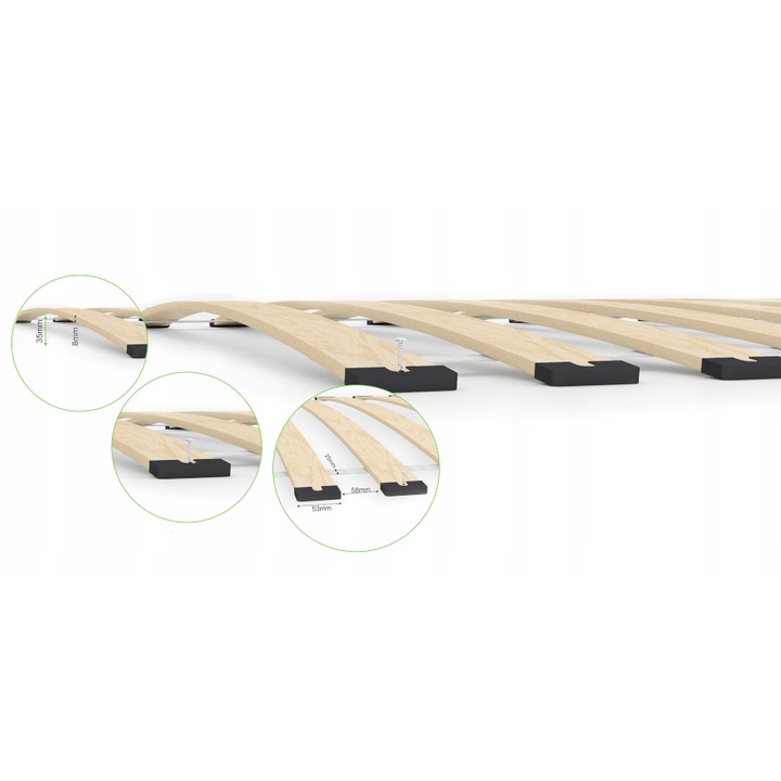 Stelaż sprężynujący 90x200 wkład pod materac 18 listew brzozowych