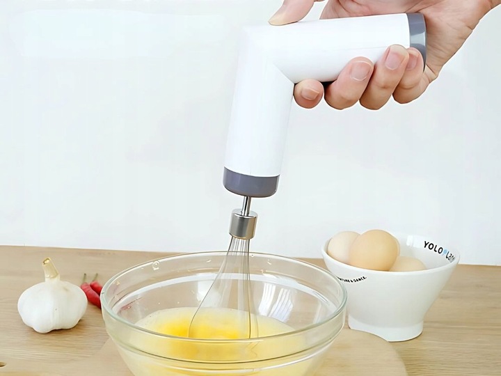 TRZEPACZKA MIKSER UBIJACZKA ELEKTRYCZNA DO JAJEK PIANY BEZPRZEWODOWA