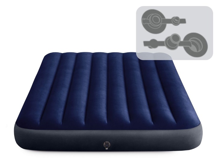 Materac Dmuchany Dwuosobowy Welurowy Łóżko Intex z Pompką MODEL 2024