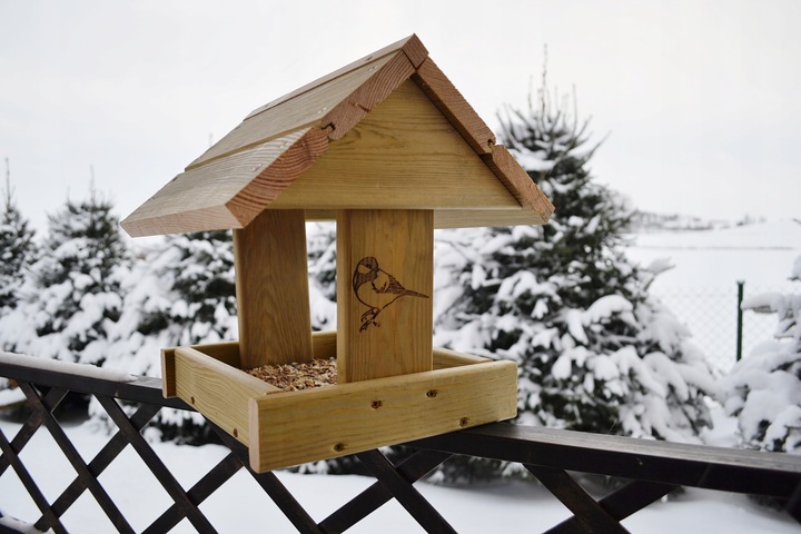 ECO Karmnik Dla Ptaków XXL+ DREWNIANY Solidny DIY Łatwy Montaż BUDKA