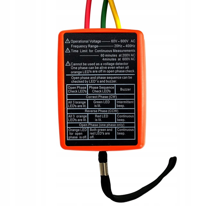 Miernik tester kolejności faz rotacji fazomierz 3-Fazowy AC SM852B 60V~600V