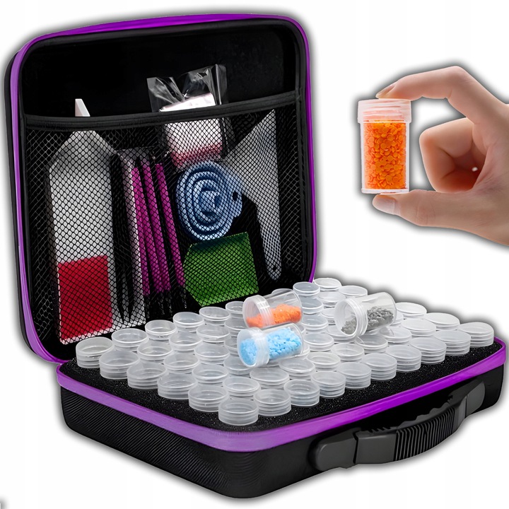 AKCESORIA DO HAFTU DIAMENTOWEGO ZESTAW PUDEŁKO DIAMOND PAINTING W WALIZCE