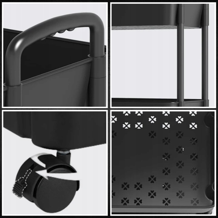 Wózek kuchenny STOLIK NA KÓŁKACH WÓZEK 3 POZIOMOWY BLOKADA KÓŁEK