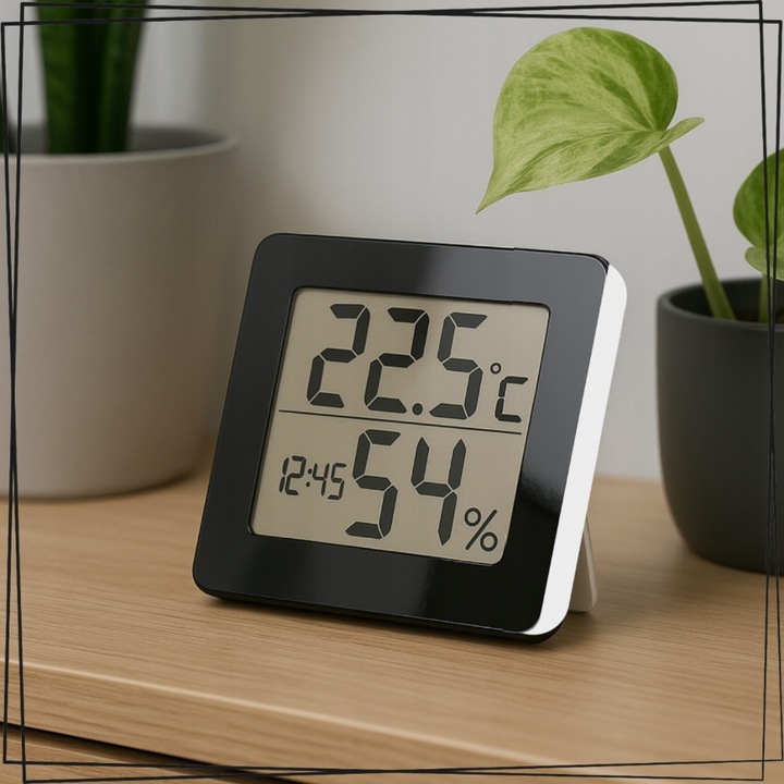 TERMOMETR I HIGROMETR POKOJOWY LED ELEKTRONICZNY WEWNĘTRZNY CYFROWY
