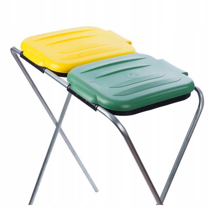 STOJAK NA WORKI DO SEGREGACJI ŚMIECI STELAŻ KOSZ 2 STANOWISKA NA ŚMIECI