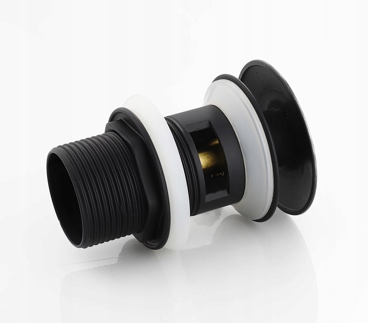 CZARNY KOREK UMYWALKOWY KLIK KLAK MOSIĘŻNY AUTOMAT DO UMYWALKI Z PRZELEWEM