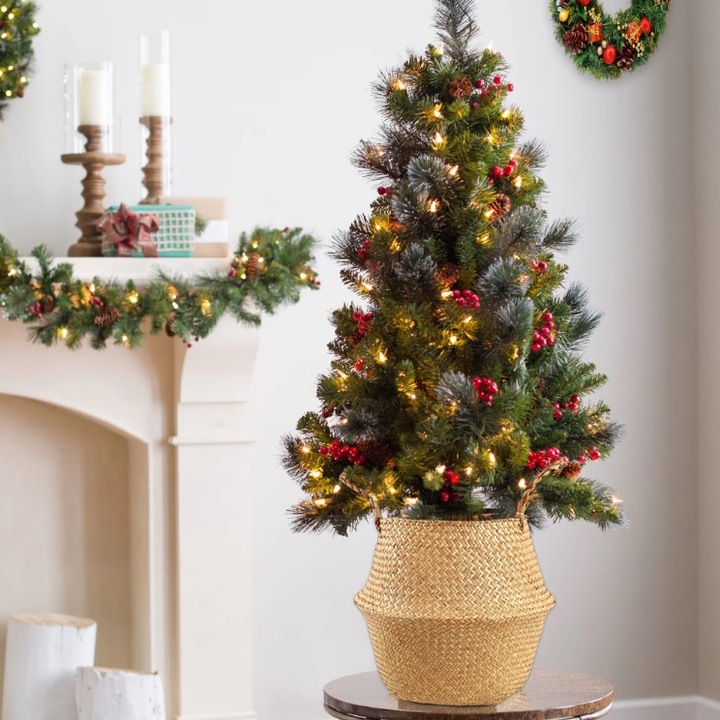 DUŻY KOSZ Z TRAWY MORSKIEJ PLECIONY WIKLINOWY OSŁONKA NA DONICĘ DO