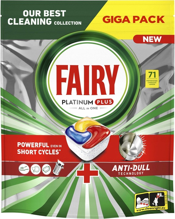 Fairy Platinum Plus All In One Tabletki do zmywarki Cytryna 71 szt Lemon