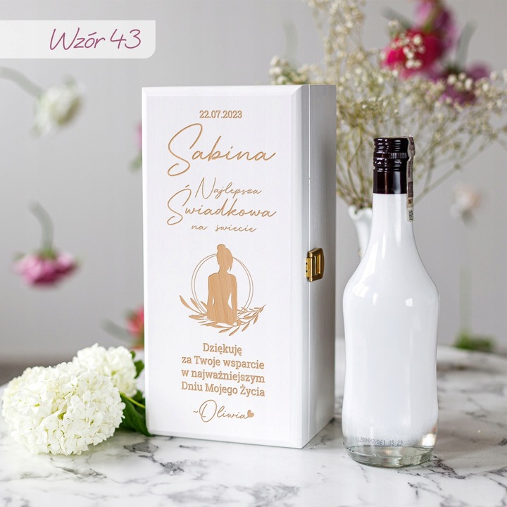 PODZIĘKOWANIE DLA ŚWIADKOWEJ SKRZYNKA NA ALKOHOL PREZENT DLA ŚWIADKOWEJ